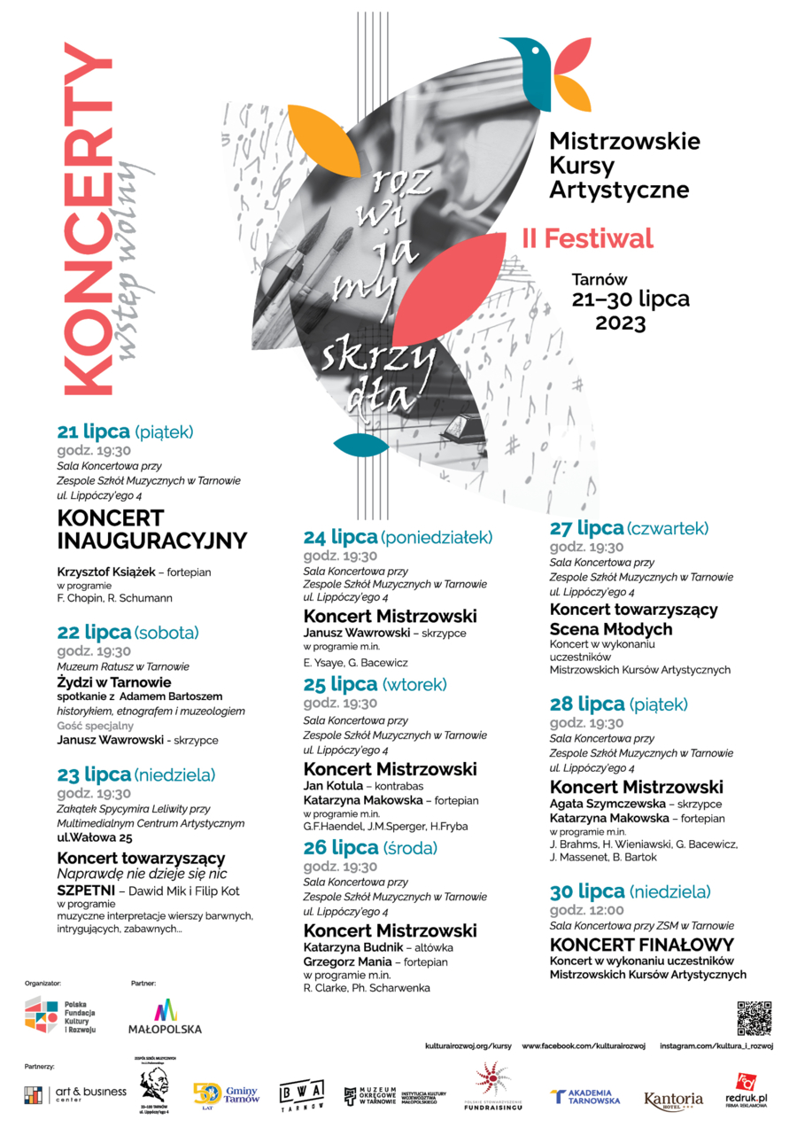 Plakat II Festiwalu Mistrzowskie Kursy Artystyczne